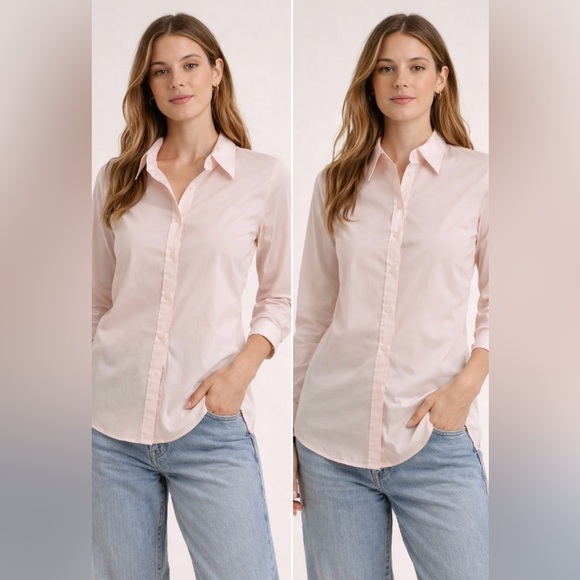 Women's Pink Button-Up Shirt - Picture 1 of 5